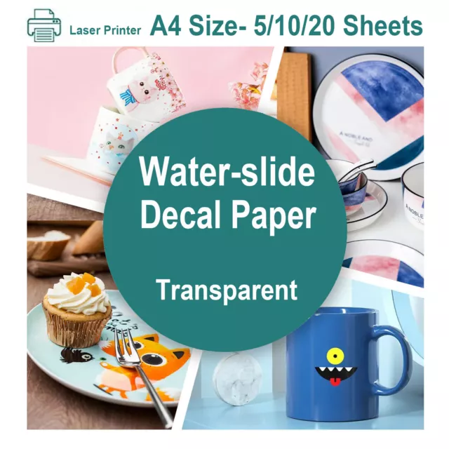 Premium Waterslide Decal Paper Laser CLEAR / WHTIE- A4 Size