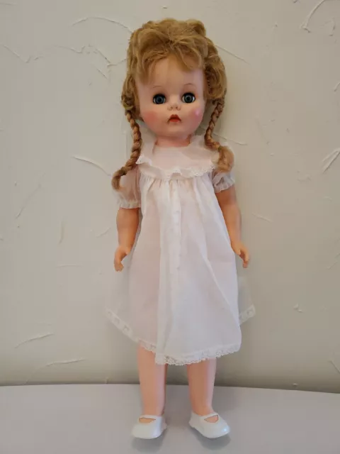 Vintage Eegee Doll Co Hard Plastic Sleep Eyes 19" Tall Straight  Legs Girl Doll