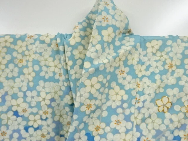Japanese Kimono / Antique Furisode / Embroidery / Plum Blossoms / Komon 4
