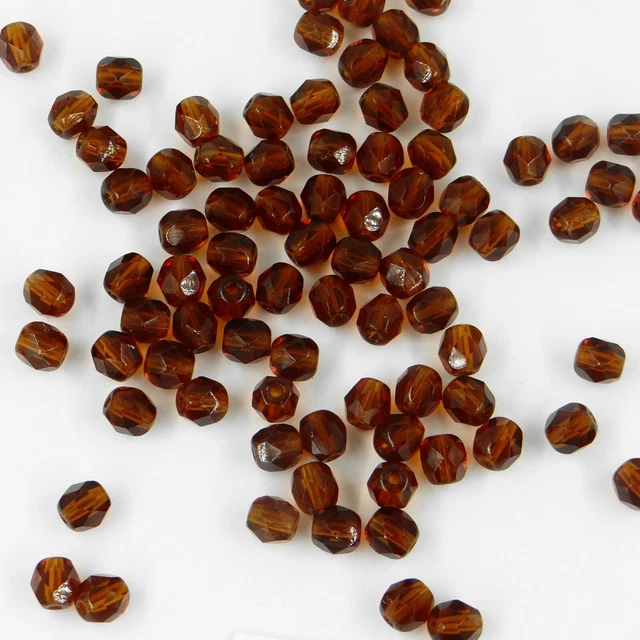 F6 ST *** 30 perles à facettes verre de Bohême 6MM SMOKED TOPAZ