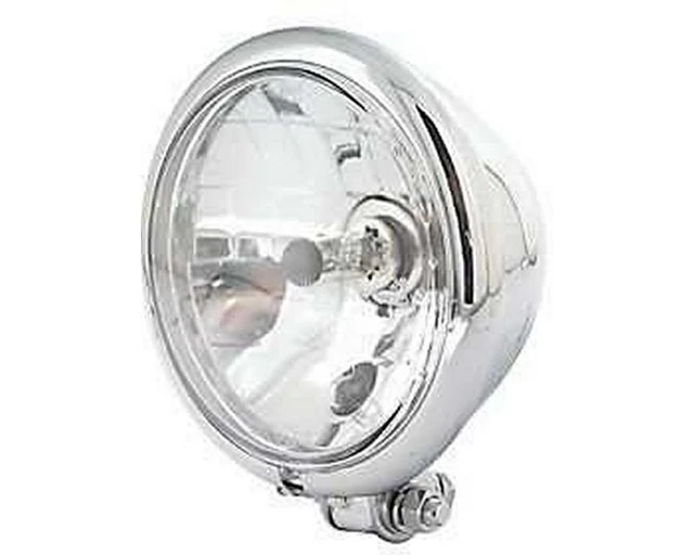 Phare Beat Style chrome clair 5 3/4 H4 60/55W, moto, fixation latérale