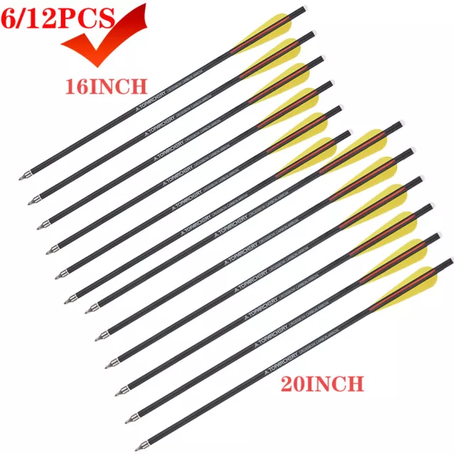 16"/20" Crossbow Bolts Carbon Shaft Arrows Half Moon Nocks OD8.8mm Hunting Shoot