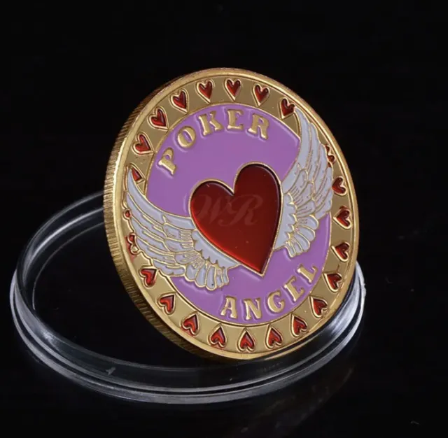 Pink Heart Angel Ladies Poker Card Guard Hand Protector Casino Token Lucky Coin