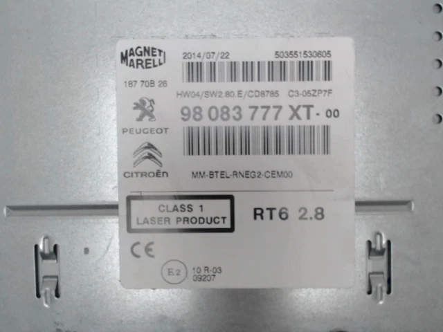 Autoradio GPS USB Bluetooth RT6/RNEG2 Pour Peugeot Citroën - Réf 98 067 084XT, Occasion Fonctionnel