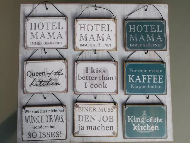 Schild, Metallschild mit Spruch Thema Mama u. Küche 9 Modelle 2 Farben, Vintage