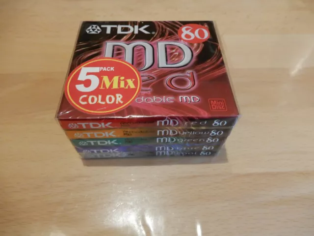 TDK MD 80 Original Verpackte Mini Disc Packung mit 5 Stück Nagelneu Minidisk