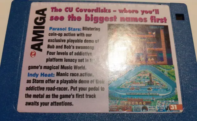 COMMODORE AMIGA -  CU Amiga Magazine Cover Disk Parasol Stars and Indy Heat