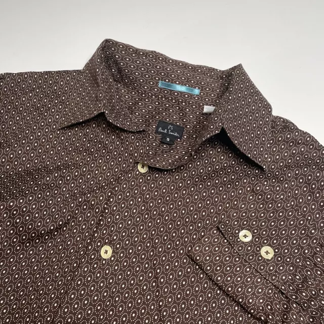 Paul Smith Long Sleeve Button Up Shirt Mens Small Brown Geometric