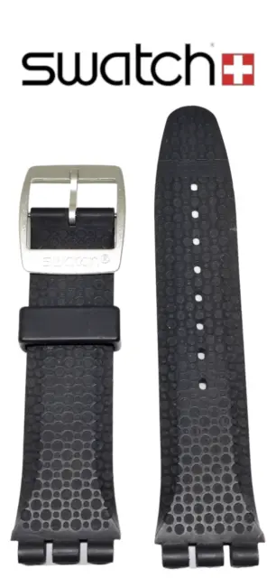 Cinturino gomma originale SWATCH 19 mm IRONY CHRONO SCUBA Strap nero alluminio