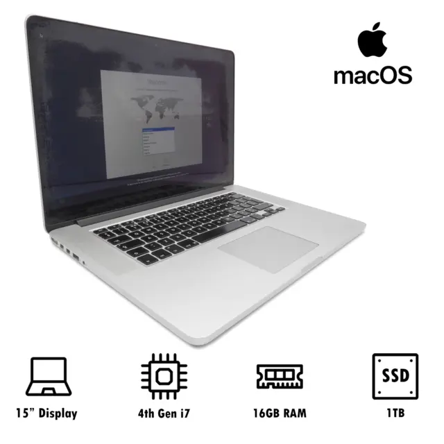 Apple MacBook Pro 11,5 A1398 2015 15" i7-4980HQ 2,8 GHz 16 GB 1 TB unità di memoria a stato solido Radeon R9