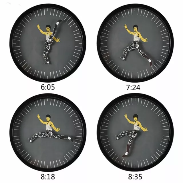 Kung Fu Wall Clock Chinese Bruce Lee Creative Round Clock Home Decorations 25CM