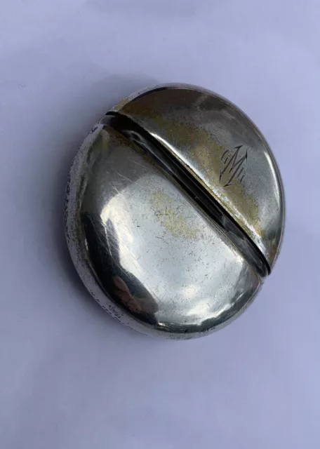 art deco sterling silver crystal pocket perfume bottle 2”D Round hallmarked
