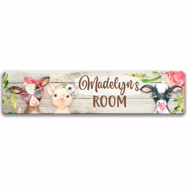 Baby Farm Animal Trio Personalized Room Sign, Wreath Sign, B-FRM002