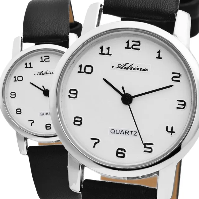 Moderna Adrina Reloj de Mujer Blanco Negro Análogo Cuero Artificial Cuarzo Chica