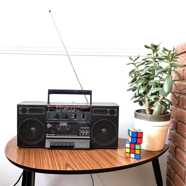 VINTAGE 80S BOOMBOX Hitachi TRK 612e Ghetto Blaster Stereo Cassette