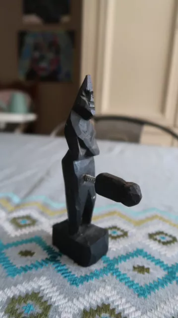 Antique Wood Male Phallus Fertility Statue 6"