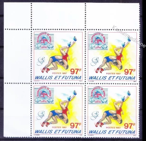 Wallis and Futuna 1987 corner blk, wrestling Olympic Games, Sports