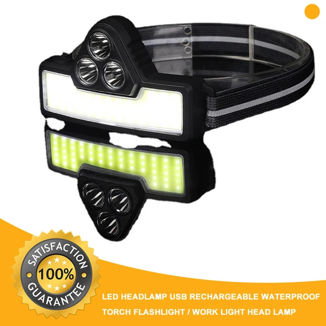Flashlight Headlamp USB LED Rechargeable Waterproof Torch  Work Head Light Lamp