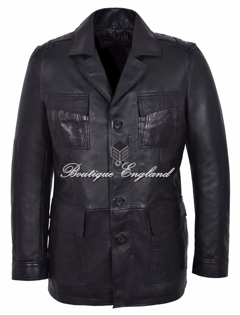 'TROPIC SAFARI' Men's Black Lambskin Fashion Designer Real Leather Jacket Coat