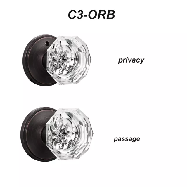 Diamond Crystal Brushed Nickel Glass Black Door Knobs Oil Rubbed Bronze Clear