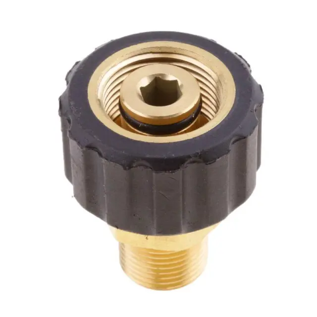 Brass Pressure Washer Fitting Male 3/8 to Female M22x1.5 Socket 14mm Hole