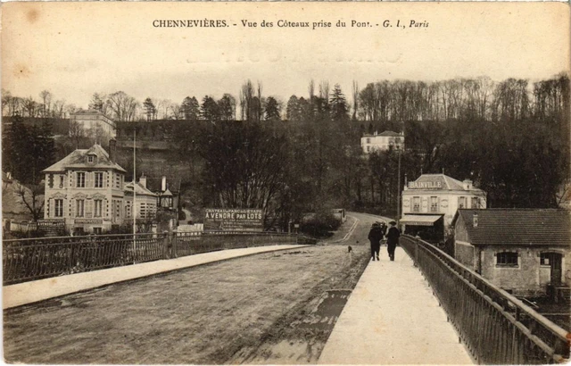 CPA AK Chennevieres Vue des Coteaux prise du Pont FRANCE (1282472)