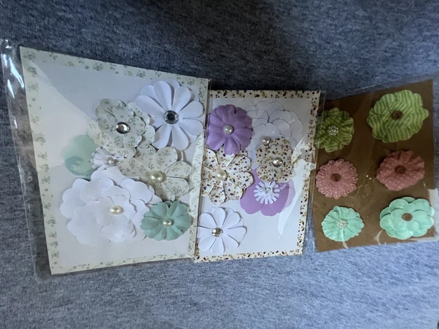 Lote de 3 lotes de flores hechas a mano NUEVO variedad de colores
