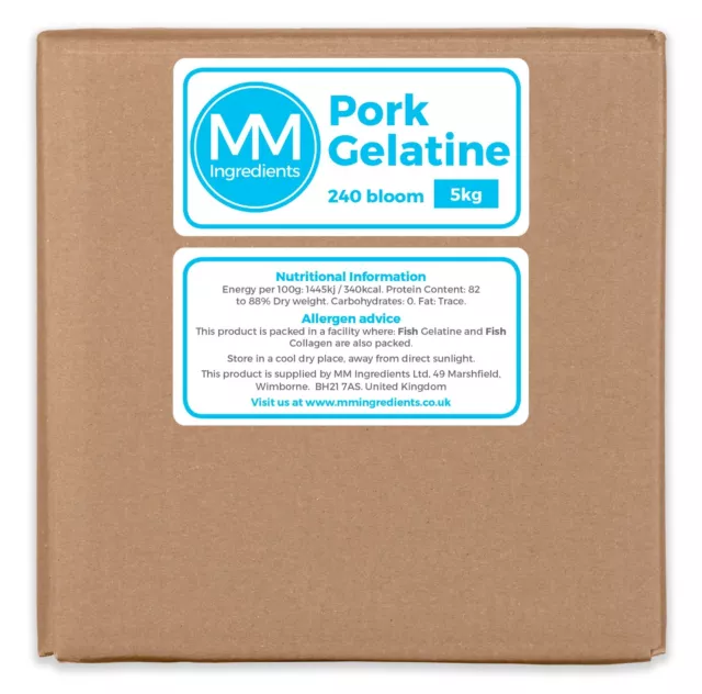 PORK Gelatine Powder 5KG  240 Bloom  Unflavoured powdered gelatine