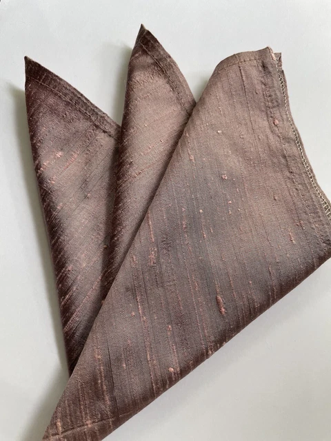 Pura seta da uomo 12 pollici quadrato tascabile rosa/marrone made in UK