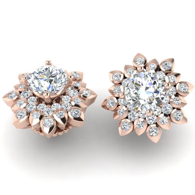 Jacket Studs Earrings I2 I 2.10Ct Round Natural Diamond 14K Solid Gold Prong Set Jacket Studs Earrings I2 I 2.10Ct Round Natural Diamond 14K Solid Gold Prong Set