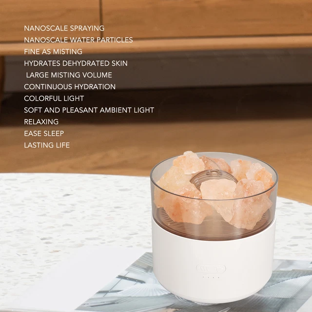 (White)2.4MHz Multifunctional Comfortable Colorful 200ML Salt Lamp Diffuser