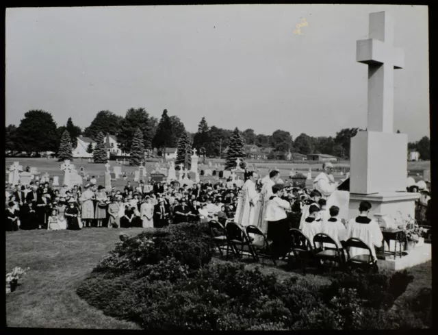 Magic Lantern Slide ST THOMAS CEMETERY 1942 PHOTO USA SOUTHINGTON CONN