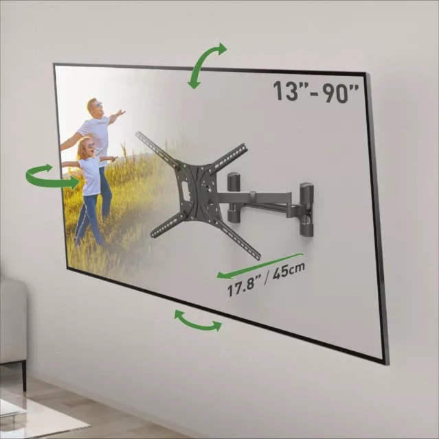 Barkan 13-90 inch Dual Arm Full Motion TV Wall Mount, Lifetime Warranty