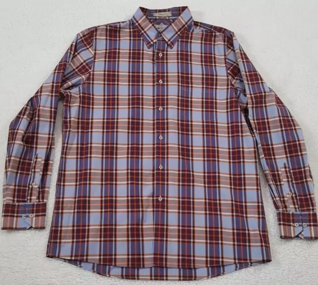 Nordstrom Shirt Mens XL Blue Multicolor Plaid Long Sleeve Button Up Wrinkle Free