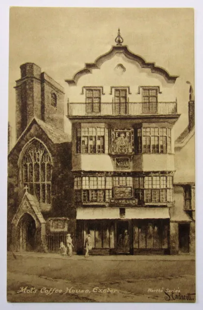 England Exeter Mol’s Coffee House Worth’s Art Gallery S. Endacott Postcard DB