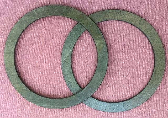 Bag Handles - circular, green, wooden