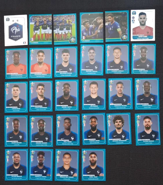 EURO 2020 PREVIEW - Turquoise – Panini - LOT DE 28 STICKERS EQUIPE DE FRANCE  -