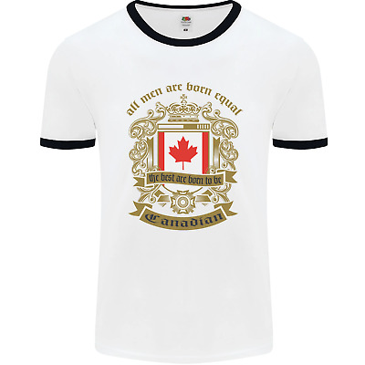 All Men Are Born Equal Canadian Canada Mens White Ringer T-Shirt