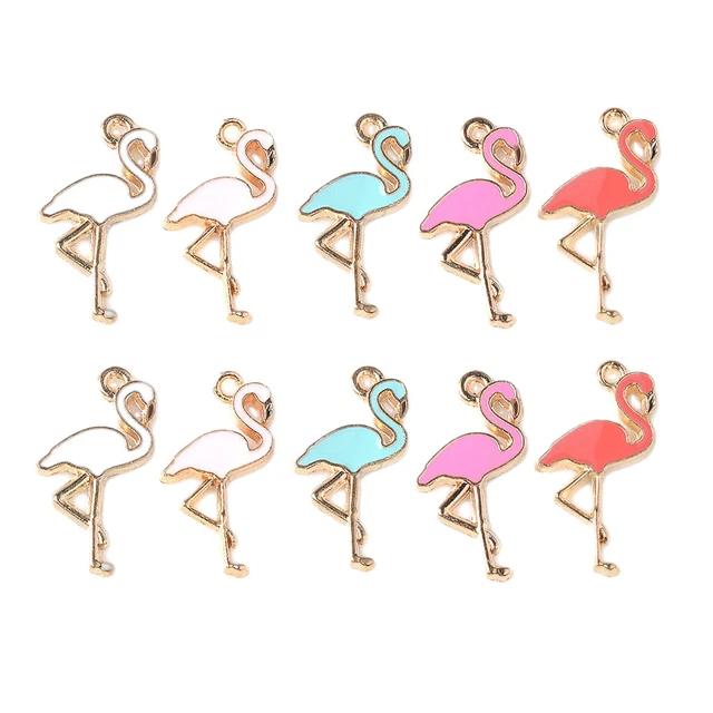 10 Stück DIY Emaille Flamingo Charms Anhänger Schmuckherstellung Erkenntnisse