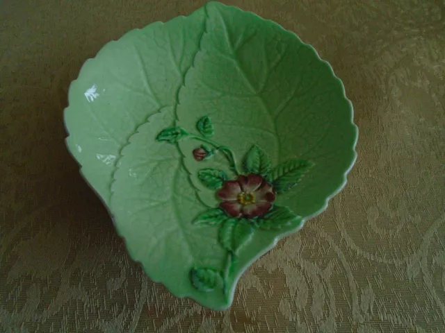 Vintage Carlton Ware Green Wild Rose Pattern Butter / Jam Dish.