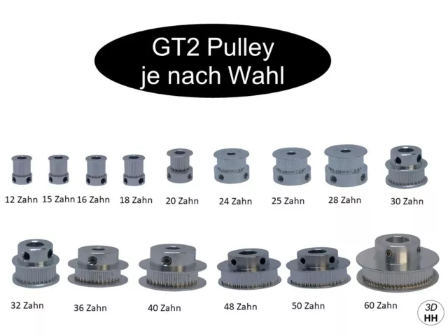 GT2 15mm Breiter Pulley Zahnrad Ritzel ver. Zähne und ver. Ø. GT-2 SOFORTVERSAND