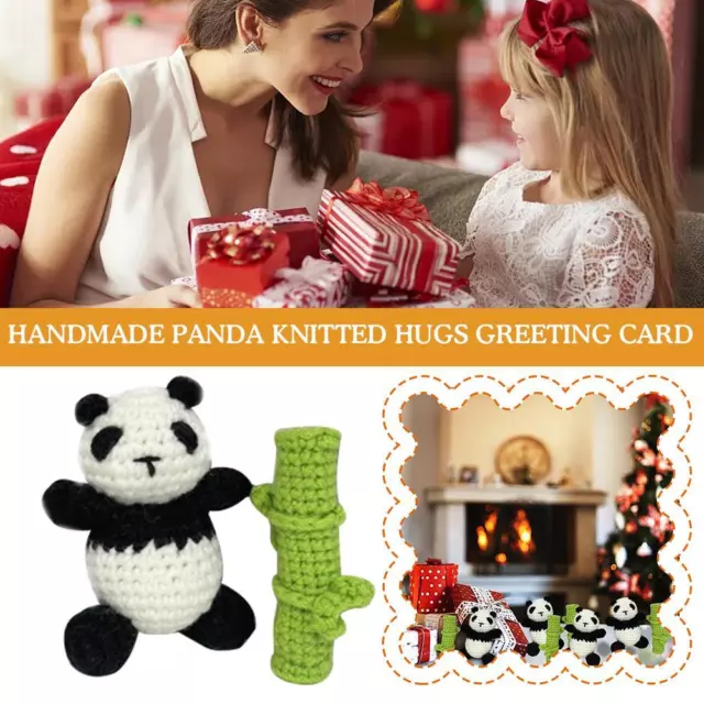Handmade Crochet Panda Knitted Hugs Greeting Card O9T3 E8G1 3