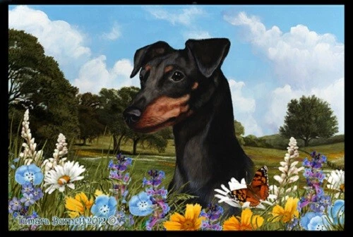 Summer Floor Mat - Uncropped Black and Tan Miniature Pinscher 39084