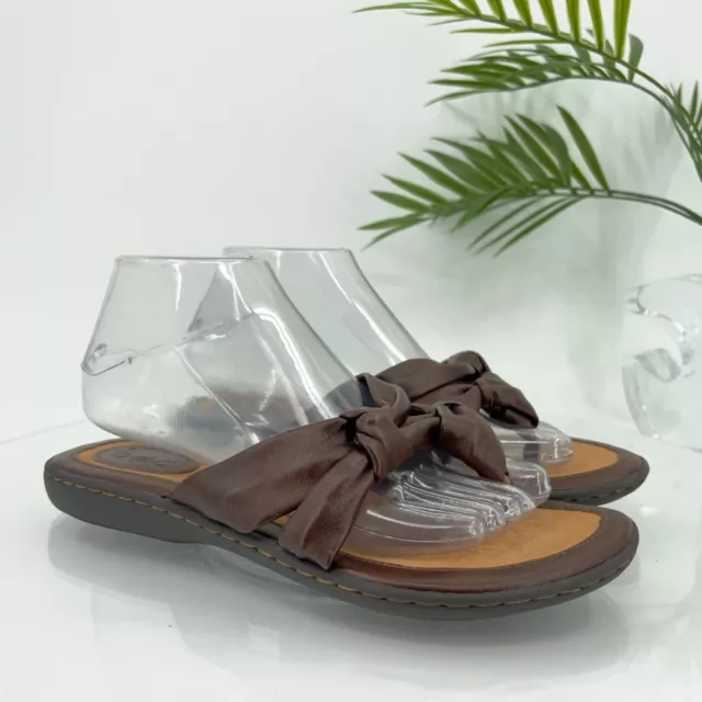 Born Women's Sandal Size 8 Brown Leather Thong Flip Flop Slide Opanka 2