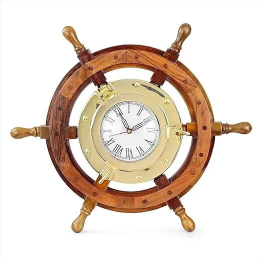 NAUTICAL CAPTAIN'S SHIP 24 Wheel Porthole Wall Mounted Clock $198.00 - PicClick  AU