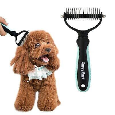 SavvyMark Dog Brush - Pet Dematting and Undercoat deshedding rake grooming comb