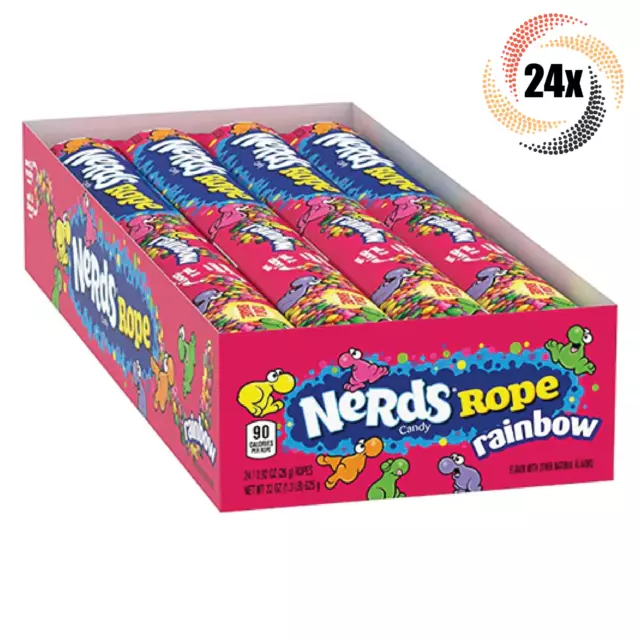 Full Box 24x Packs Nerds Rainbow Flavor Chewy & Crunchy Gummy Rope Candy | .92oz