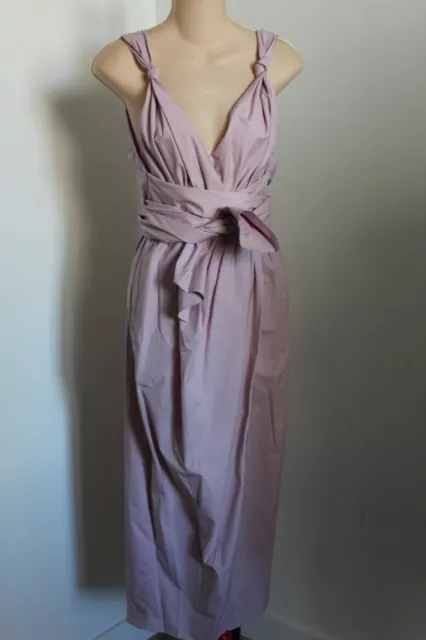 NWT Rebecca Taylor Midi Solid Plain Wrap Dress Orchid 2 $475