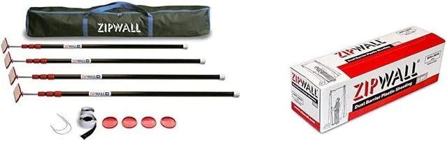 ZP4 Zippole 10 Foot Spring Barrier (Pack of 4) Loaded Poles for Dust Barriers, 4