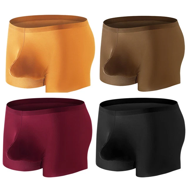 Boxer Uomo Senza Cuciture In Tessuto Ghiaccio - Tronchetti Traspiranti, Slip Intimo Morbido (nero)